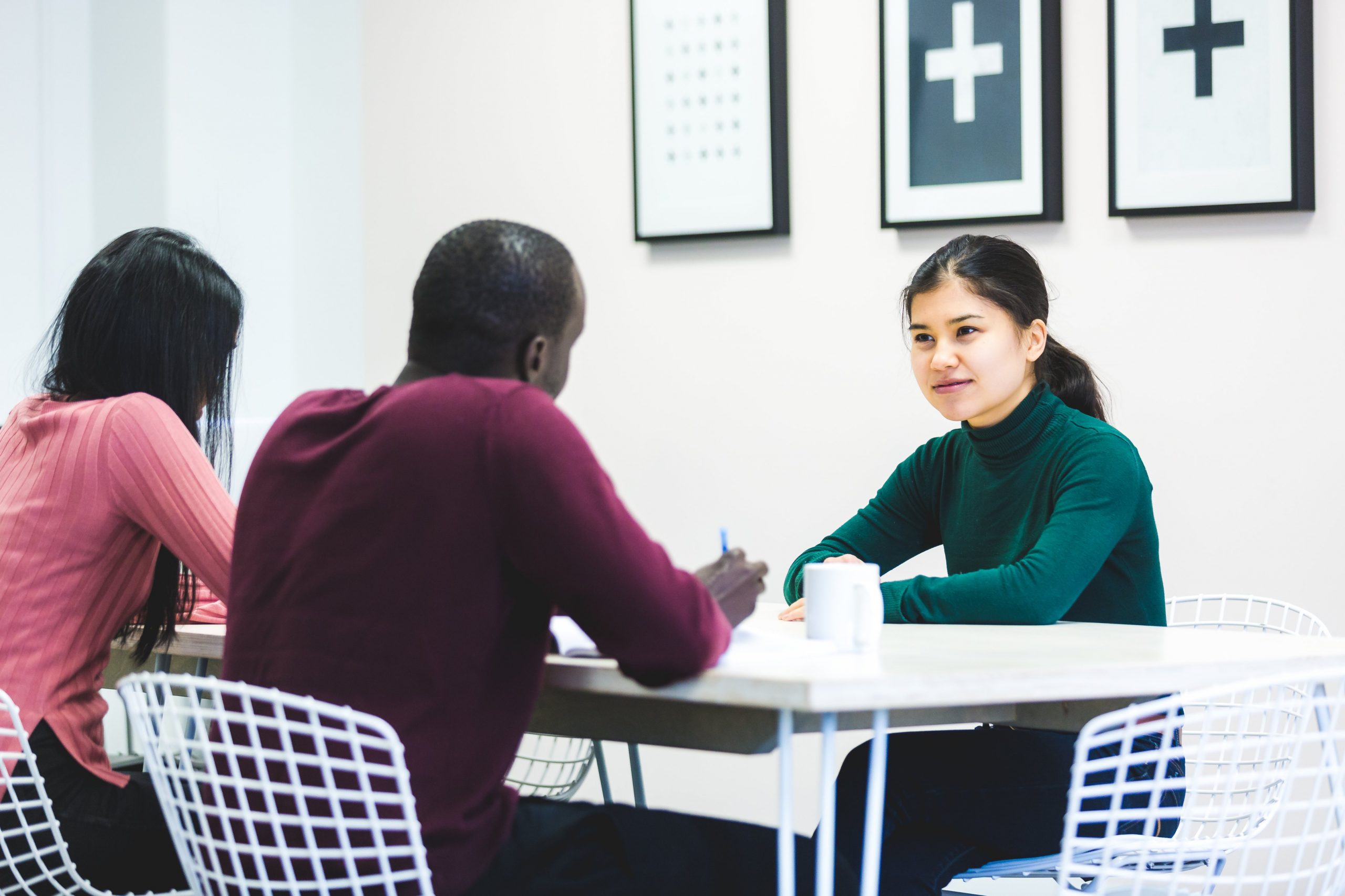 Three people having a job interview