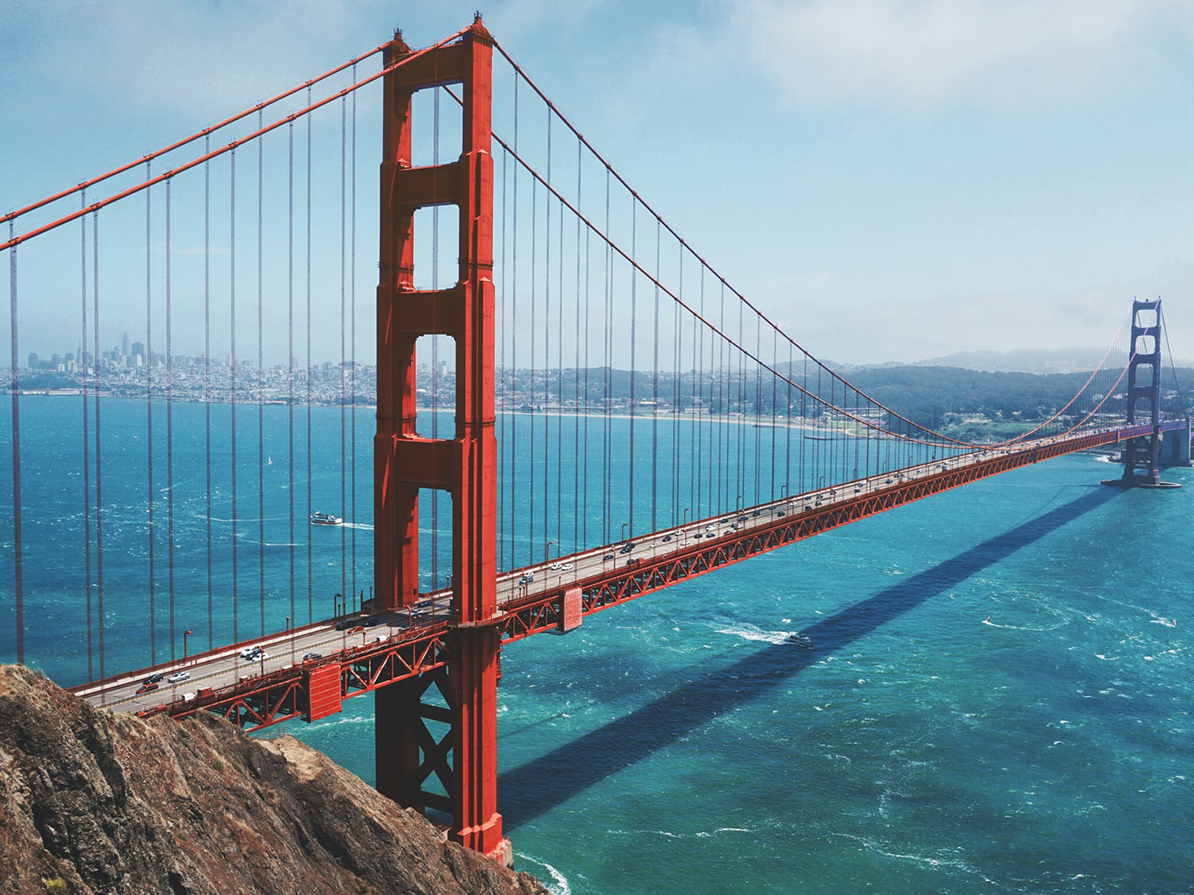 Iconic Golden Gate Bridge in San Francisco, a famous landmark